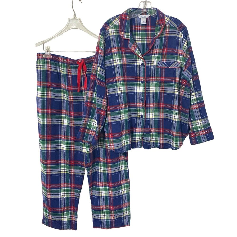 Sleep Sense Red Plaid XL Portuguese Flannel pajama set Pants Shirt